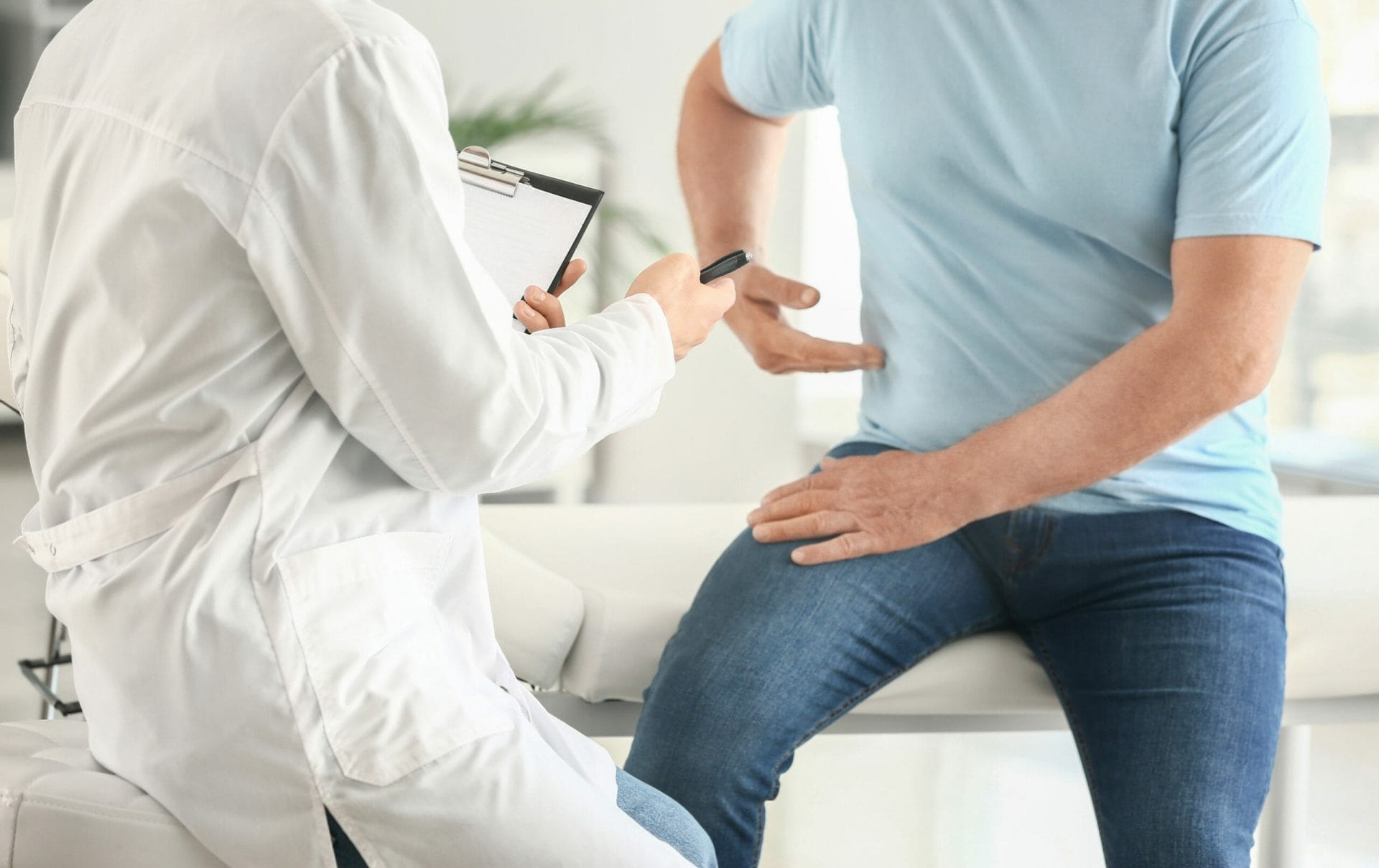Male patient at urologist's office Male patient at urologist's office